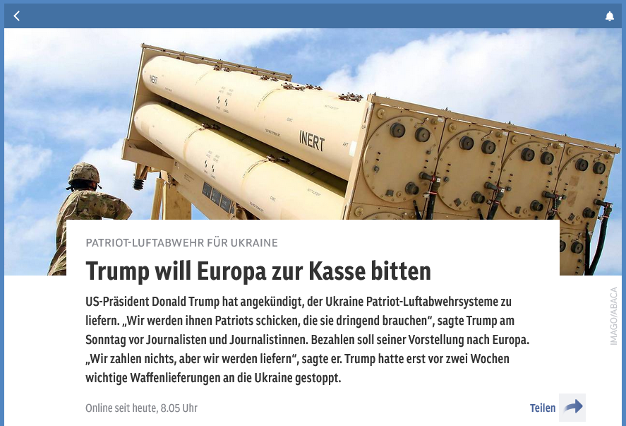 USA bitten zur Kasse