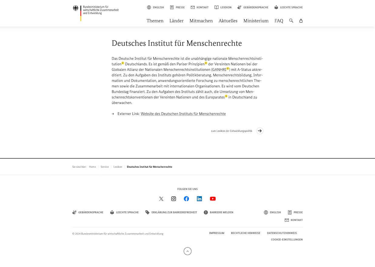 Bundesministeriums für wirtschaftliche Zusammenarbeit und Entwicklung