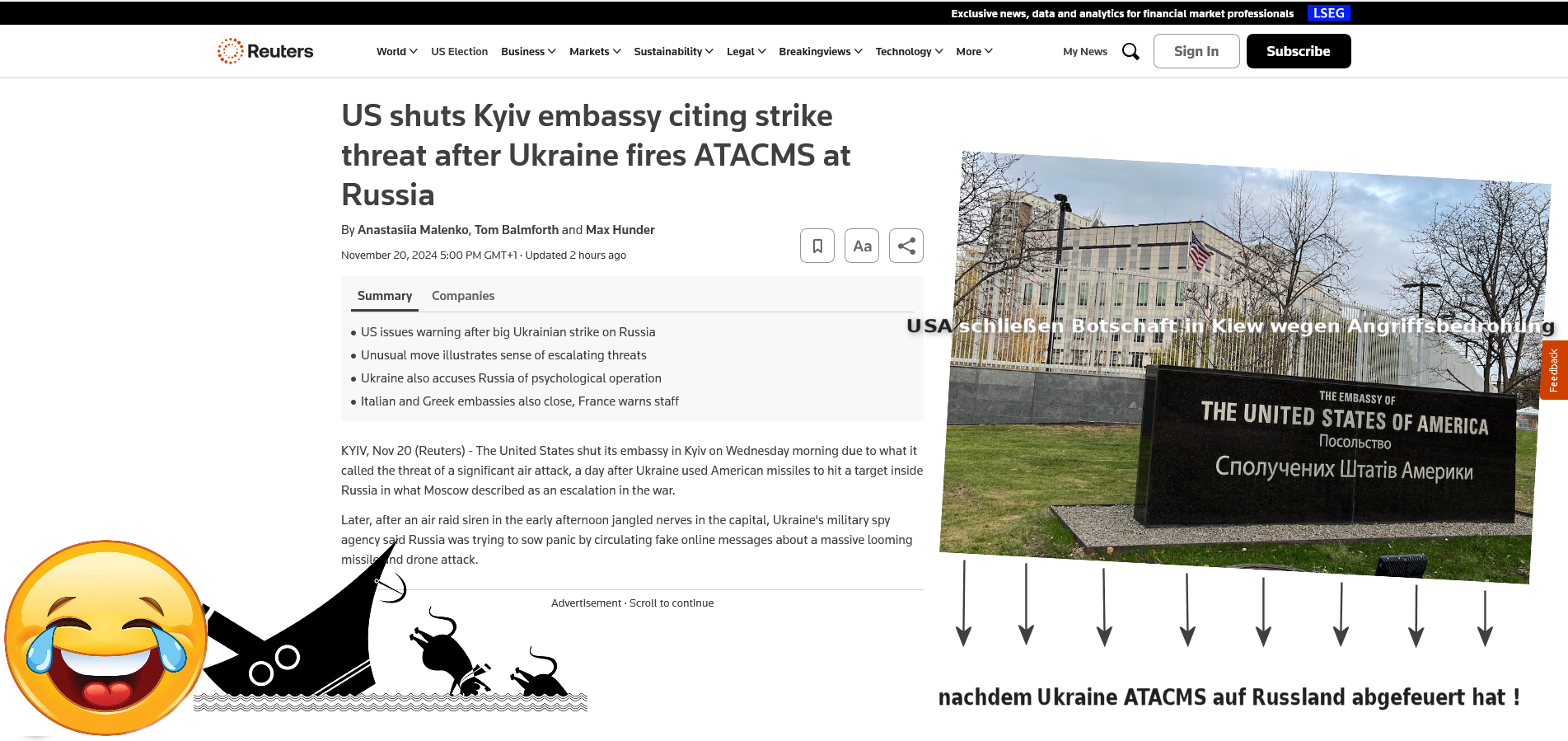 USA schliessen Botschaft in Kiew